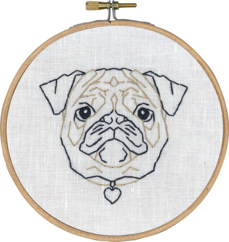 Broderi Kit – Mops i streg