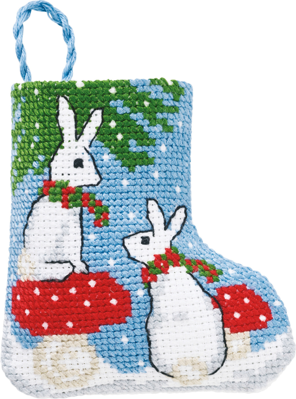 Broderi Kit – Kaniner Julestrømpe