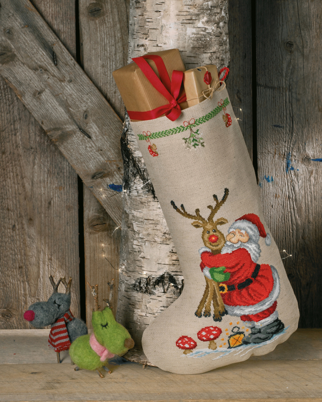 Broderi Kit - Julemand og Rudolf